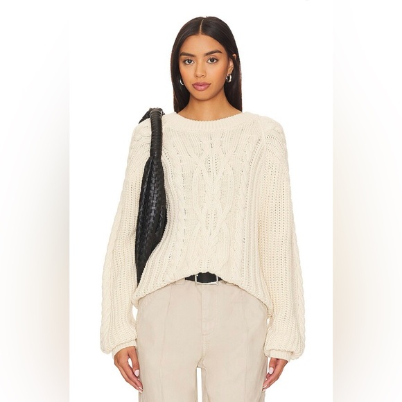 FREE PEOPLE Frankie Cable Sweater in Ivory - Picture 1 of 15